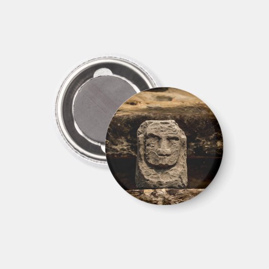 Smiling Stone Totem Cambodia Circle Magnet マグネット (正面/裏面)