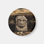 Smiling Stone Totem Cambodia Circle Magnet マグネット (正面)