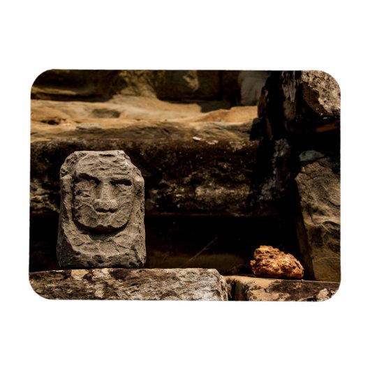Smiling Stone Totem Cambodia Magnet - Rectangle マグネット (横)