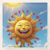 "Smiling Sun Coasters – Spread Joy with Eve ガラスコースター (正面)