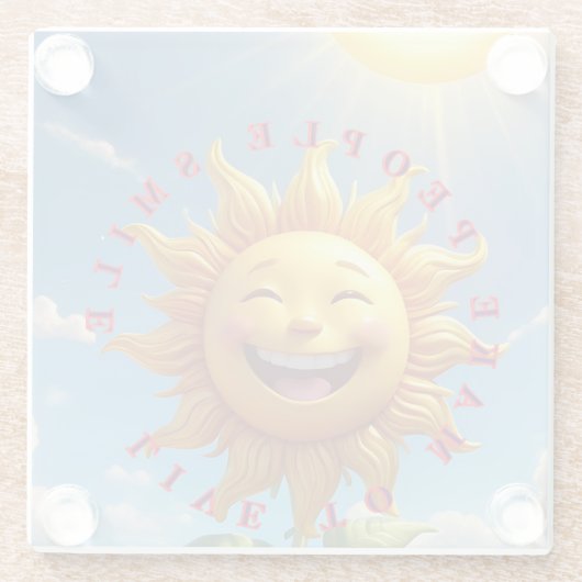 "Smiling Sun Coasters – Spread Joy with Eve ガラスコースター (裏面)