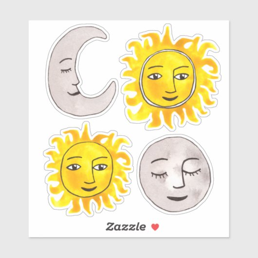 Smiling Sun & Moonスタンプ シール (シート)