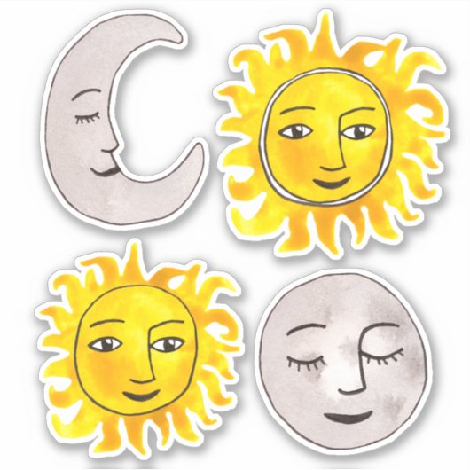 Smiling Sun & Moonスタンプ シール (正面)