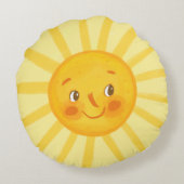 Smiling Sun Round Pillow | Cute Baby Nursery Decor ラウンドクッション (裏面)