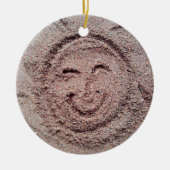 Smiling Sun, Sand Emoticon, Summer Emoji セラミックオーナメント (正面)