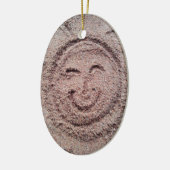 Smiling Sun, Sand Emoticon, Summer Emoji セラミックオーナメント (左)