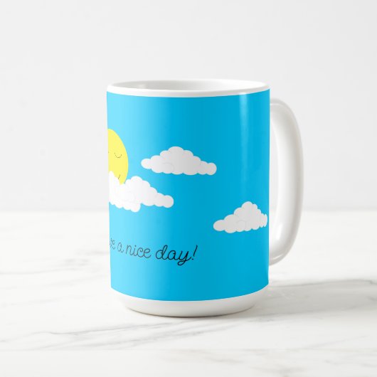 Smiling Sun with Clouds: Turquoise コーヒーマグカップ (正面右)