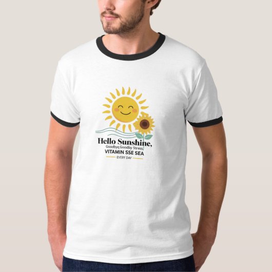 Smiling Sunshine & Sunflower - Happy Coastal Vibes Tシャツ (正面)