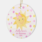 Smiling Sunshine with Bow Girls 1stクリスマス セラミックオーナメント (左)