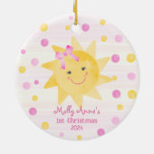 Smiling Sunshine with Bow Girls 1stクリスマス セラミックオーナメント (裏面)