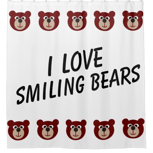 Smiling Teddy Bear +あなたの背景とアイディア シャワーカーテン (正面)