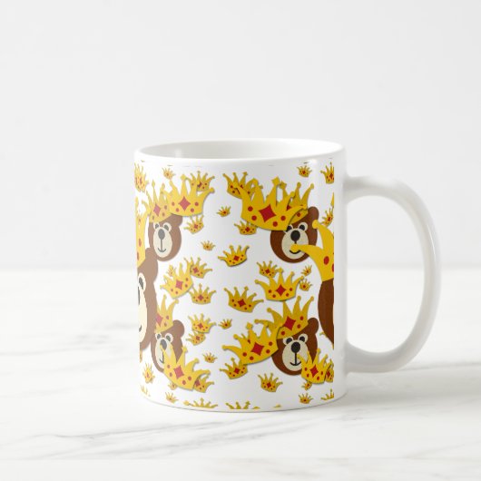 Smiling Teddy Bear with Crown コーヒーマグカップ (右)