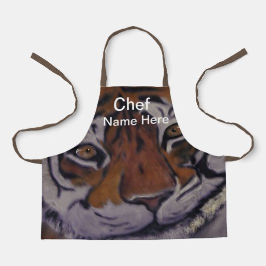 Smiling Tiger料理シェフ(名前はこちら)キッズエプロン エプロン (正面)
