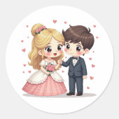 Smiling Vintage Wedding Couple -かわいいシール ラウンドシール (正面)