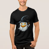 Smiling White Pumpkin Witch Design トライブレンドＴシャツ (正面)