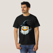 Smiling White Pumpkin Witch Design Tシャツ (正面フル)