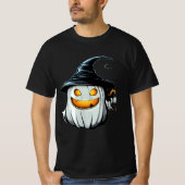 Smiling White Pumpkin Witch Design Tシャツ (正面)