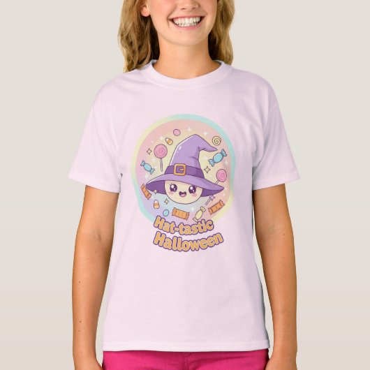 Smiling Witch Hat Halloween T-Shirt – かわいいTシャツ Tシャツ (正面)