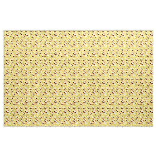 Smiling Yellow Emoji Faces Pattern ファブリック (ヤード)