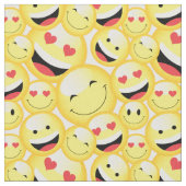 Smiling Yellow Emoji Faces Pattern ファブリック (クローズアップ)