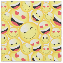 Smiling Yellow Emoji Faces Pattern ファブリック
