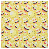 Smiling Yellow Emoji Faces Pattern ファブリック (見本)