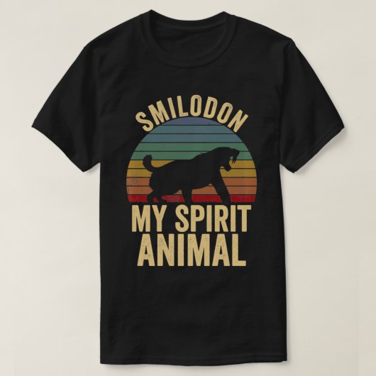 Smilodonは私の精神の動物のセイバー歯タイガー値リスト Tシャツ (デザイン正面)