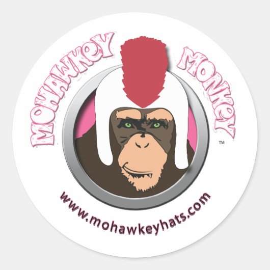 Smirkey Mohawkey Monkeyステッカー ラウンドシール (正面)
