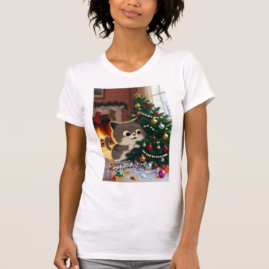 Smirking Kitten Christmas Chaos 1 女性用 Tシャツ (正面)