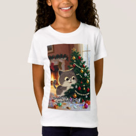 Smirking Kitten Christmas Chaos 1 girls Tシャツ