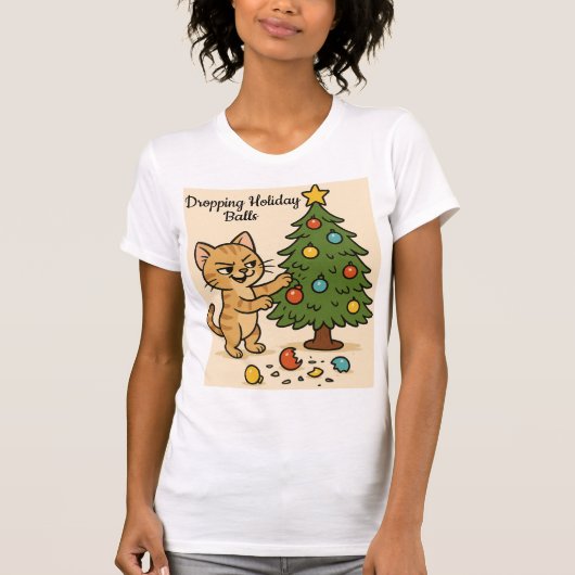 Smirking Kitten Christmas Chaos 2 woman  Tシャツ (正面)
