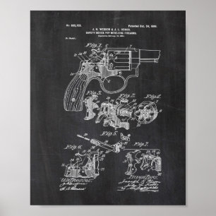 Smith and Wesson Hammerless Pistol 1898 Patent Pos ポスター