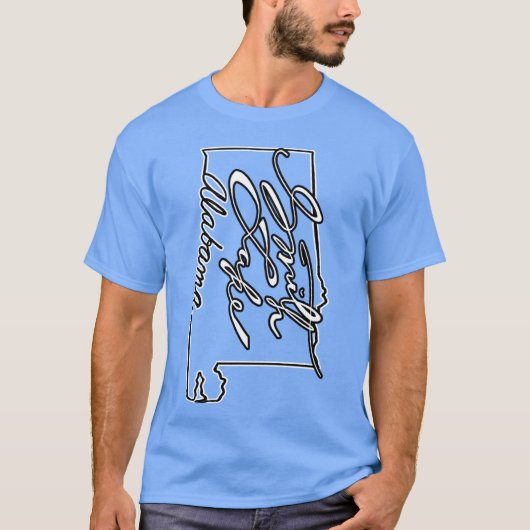 Smith Lake Alabama State Outline Oversized Tシャツ (正面)