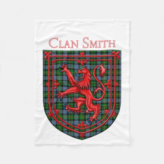 Smith Tartan Scottish Plaid Lion Rampant フリースブランケット (正面)
