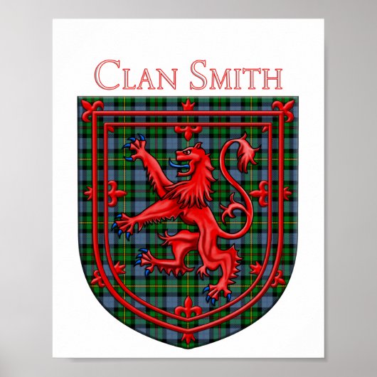 Smith Tartan Scottish Plaid Lion Rampant ポスター (正面)