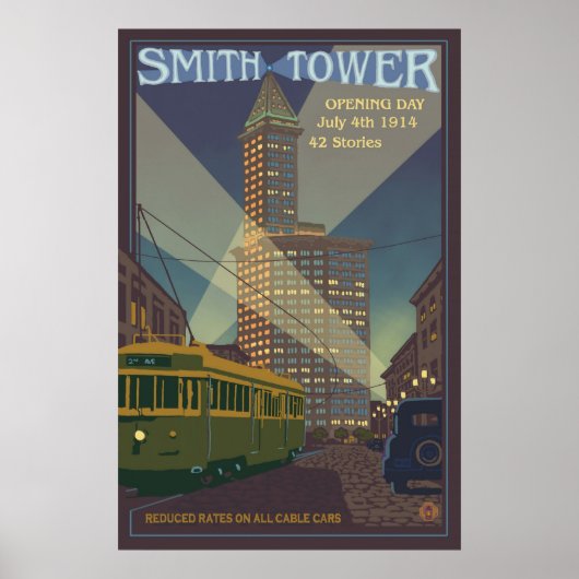 Smith Tower – シアトル，ワシントン旅行ポスター ポスター (正面)