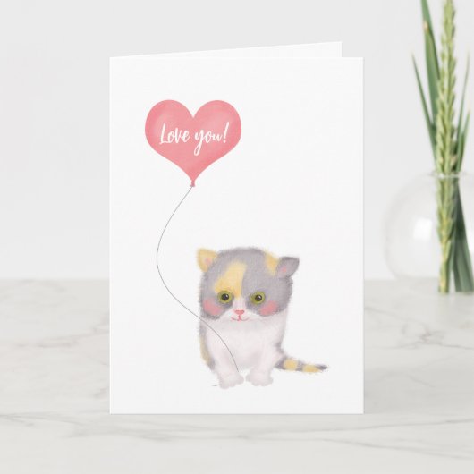 Smitten Kitten 'Love you' Valentine's Dayカード カード (正面)