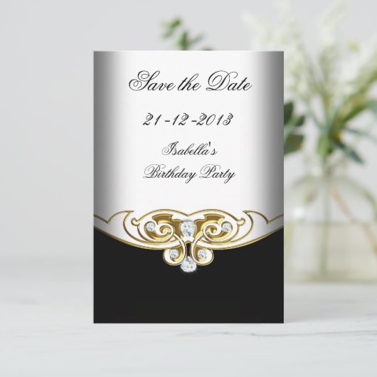 Sml日付を保存する白い黒い金ゴールドダイヤモンド セーブザデート (スタンド正面)