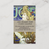 Smoke,エレガント Job by Alphonseミュシャアールヌーボー 名刺 (正面)