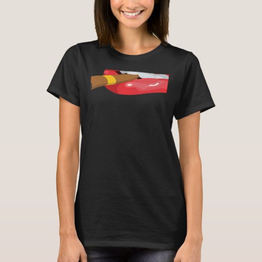 Smoke Cuban Cigar Lit Lips Smoking Graphic Tシャツ (正面)