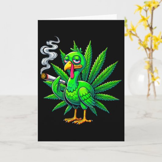 Smoke Joint Turkey Funny Thanksgiving Tee 1  カード (黄色い花)