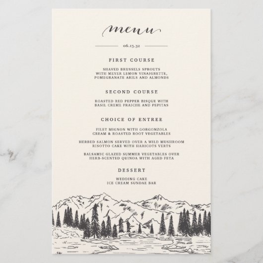 Smoke | Mountain Sketch Wedding Menu (正面)