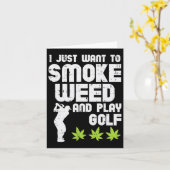 Smoke Weed Play Golf Golfing Thc Golfer Stoner  カード (黄色い花)