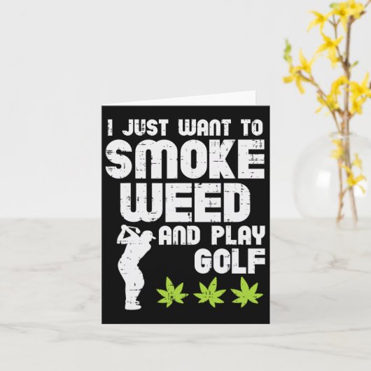 Smoke Weed Play Golf Golfing Thc Golfer Stoner  カード (黄色い花)