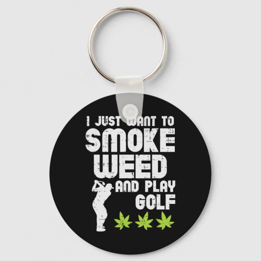 Smoke Weed Play Golf Golfing Thc Golfer Stoner  キーホルダー (正面)