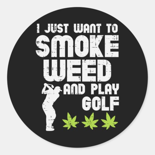 Smoke Weed Play Golf Golfing Thc Golfer Stoner  ラウンドシール (正面)