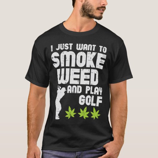 Smoke Weed Play Golf Golfing Thc Golfer Stoner  Tシャツ (正面)
