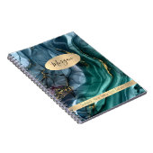 Smokeyティール(緑がかった色)グレー金ゴールドインク抽象芸術名/件名#3 ノートブック (右側)