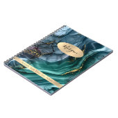 Smokeyティール(緑がかった色)グレー金ゴールドインク抽象芸術名/件名#3 ノートブック (左側)