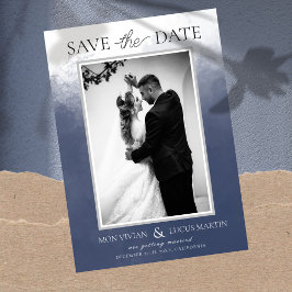 Smokey クラシック Navy Blue Photo Save The Date 招待状